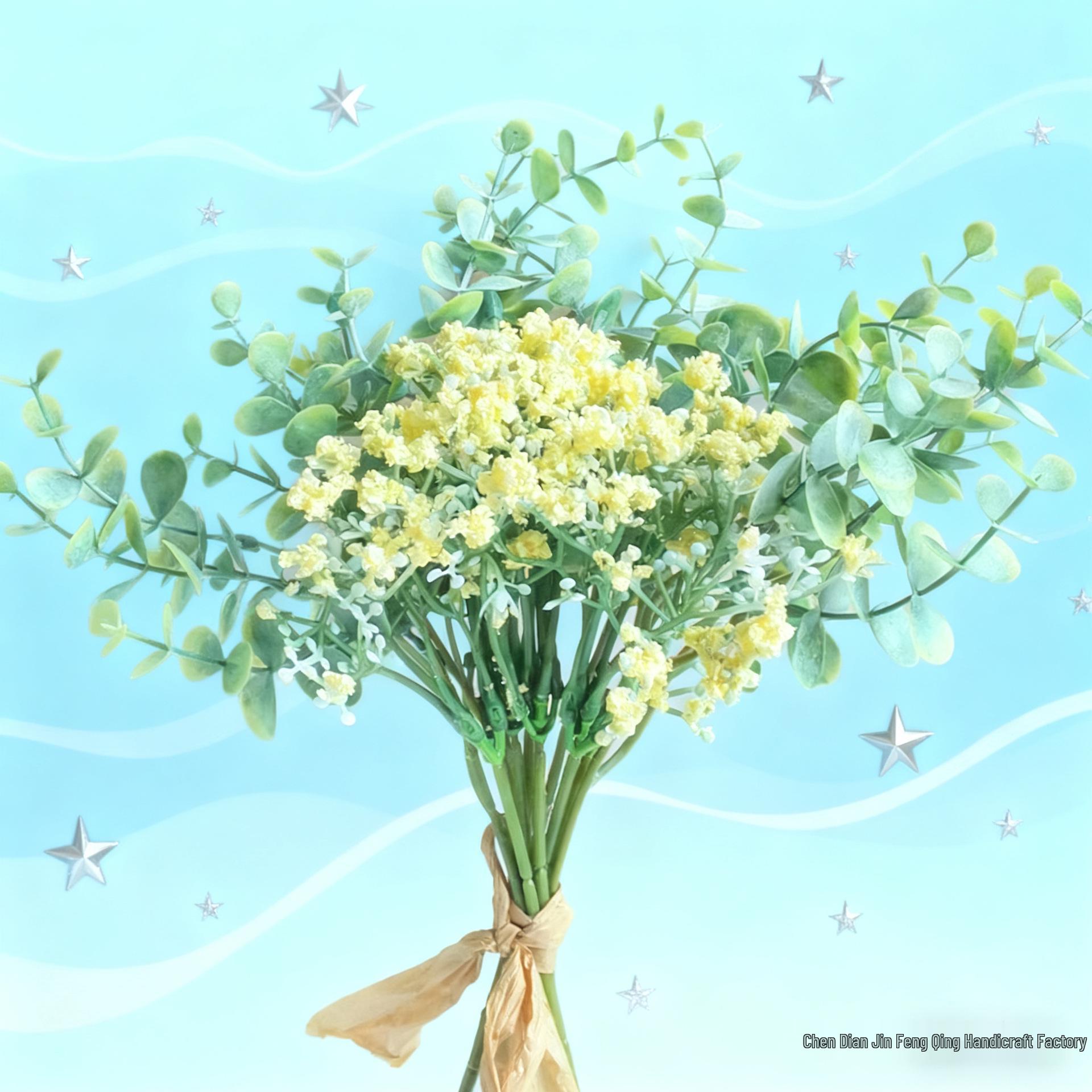 Искусственный букет из эвкалипта и гипсофилы для декора дома, свадьбы и ландшафта