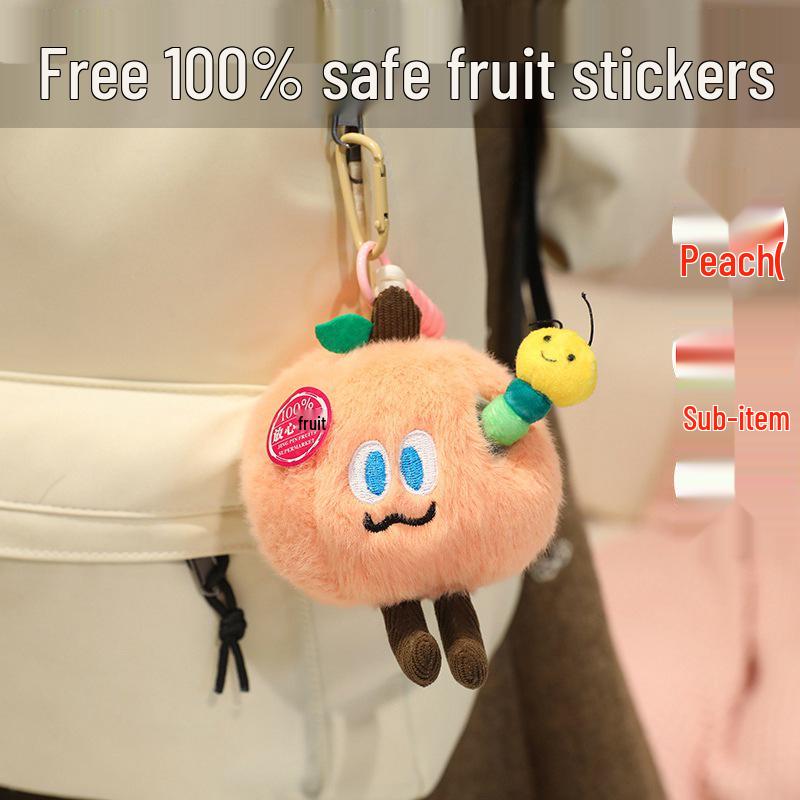 Adorable Bug Eats Fruit Pendant: Apple, Mango, Avocado, Peach - Perfect New Year Gift for Her