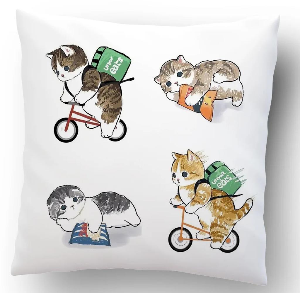 Cartoon Cat Decorative Pattern Pillowcase Office Living Room Home Pillowcase Car Ornaments