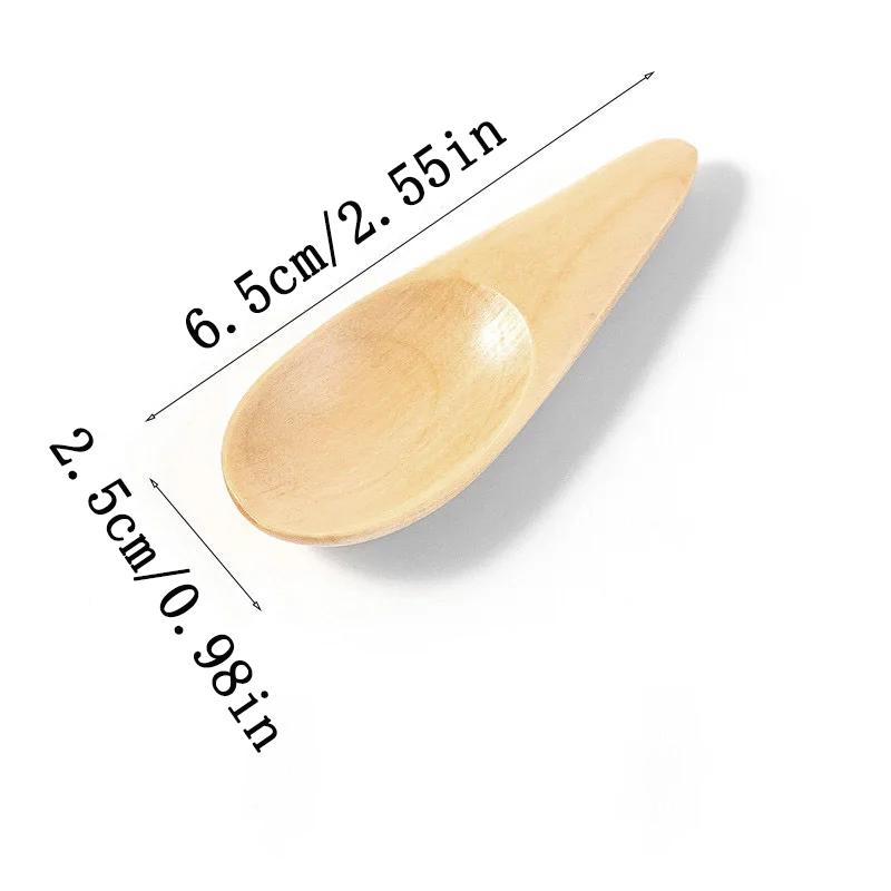 Short Handled Wood Mini Tea Spoon Condiment Scoop Flatware Creative Mini Coffee Tea Sugar Spoon Kitchen Gadgets
