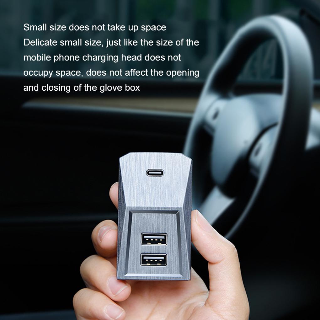 Handschuhfach USB-Hub für Tesla Model 3 Y Highland 2024 2023 2022 Digitales Display Splitter Handschuhfach Dockingstation Datenübertragung