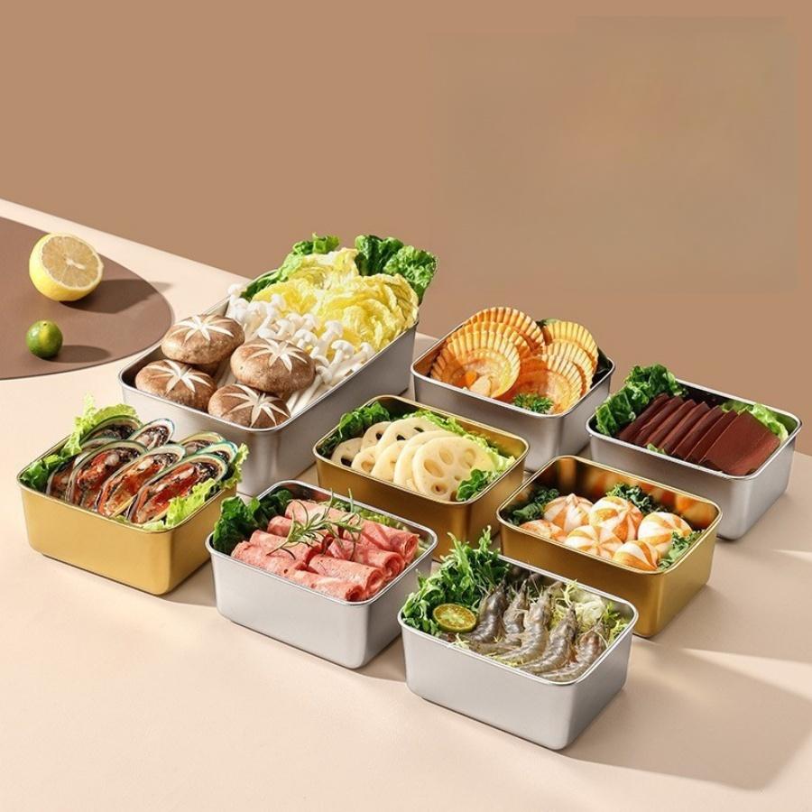 Stainless Steel Sealed Box with Lid for Food Grade Food Raw Pickling Refrigerator for Fruit Bento Box