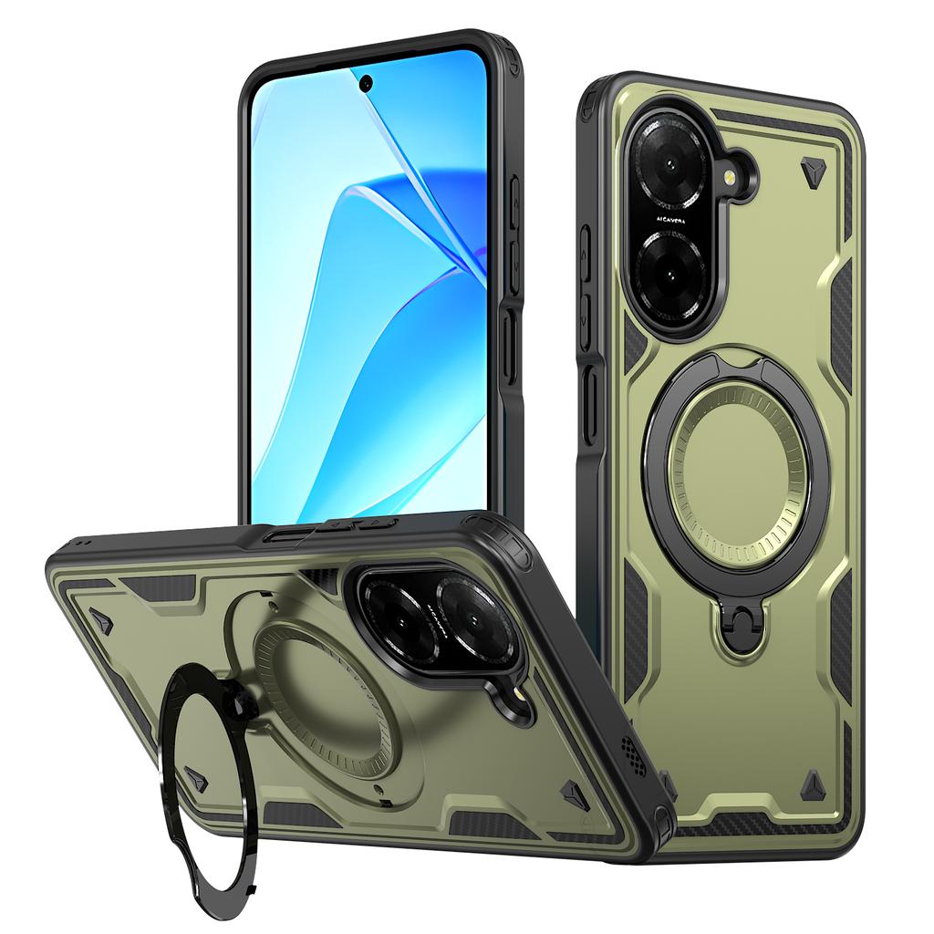 For Xiaomi Poco C71 Redmi A5 4G 6.88 Inches Case Armor Shockproof 360° Rotating Magnetic Holder TPU Frame Plastic Phone Cover