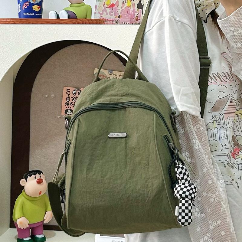 Versatile solid color women's backpack large-capacity leisure bag simple backpack light schoolbag light luxury student bag commuter bag