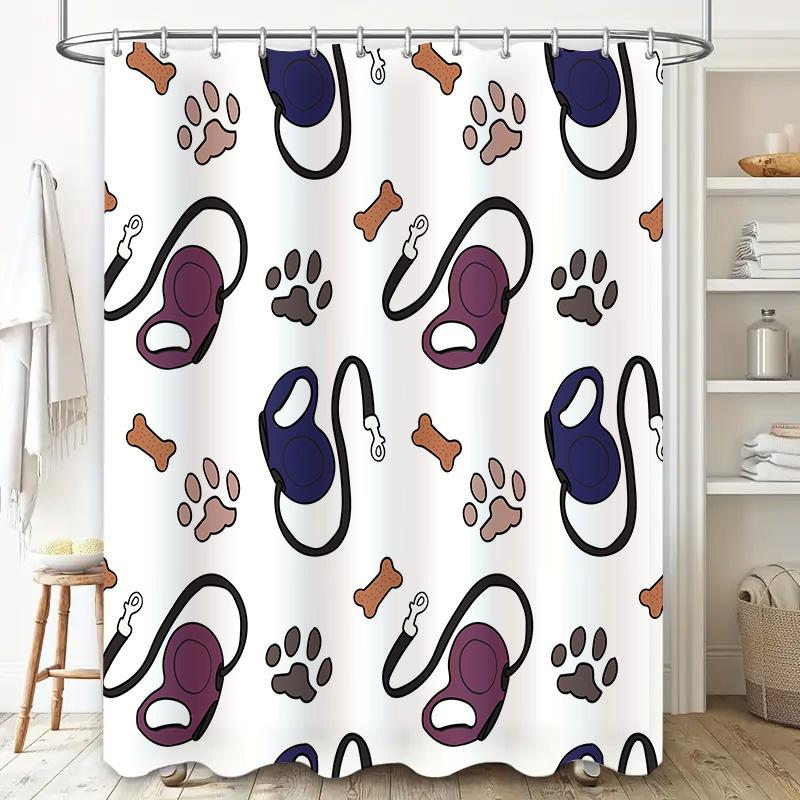 Decorate Your Home with StyleModern Printed Shower Curtains featuring Pet Paw Prints in Purple Blue for Bathrooms Water-Resistan