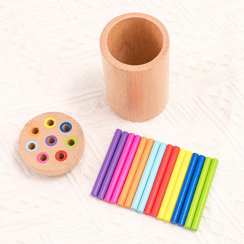 Wooden Fine Classification Bucket Children'S Toys Color Cognitive Classification 3-6 Years Old Early Education Enlightenment Educational