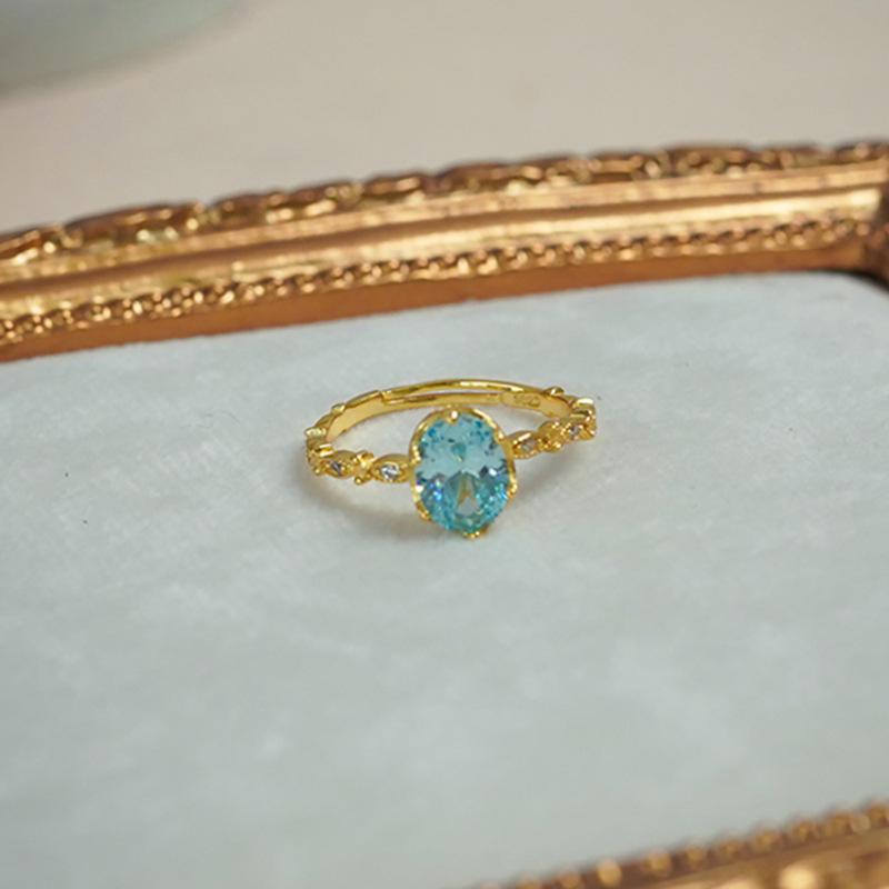 PANJBJ 925 Silver Stars Ring For Women Blue Crystal Opening Sweet Romance Irregular Versatile Jewelry Gift
