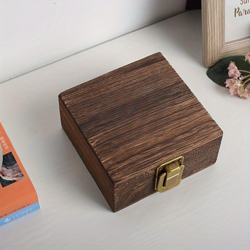 

1PC Vintage Charcoal Fired Paulownia Jewelry Box Flip Cover Solid Wood Storage Case Souvenir Decorative Carving Craft Organizer