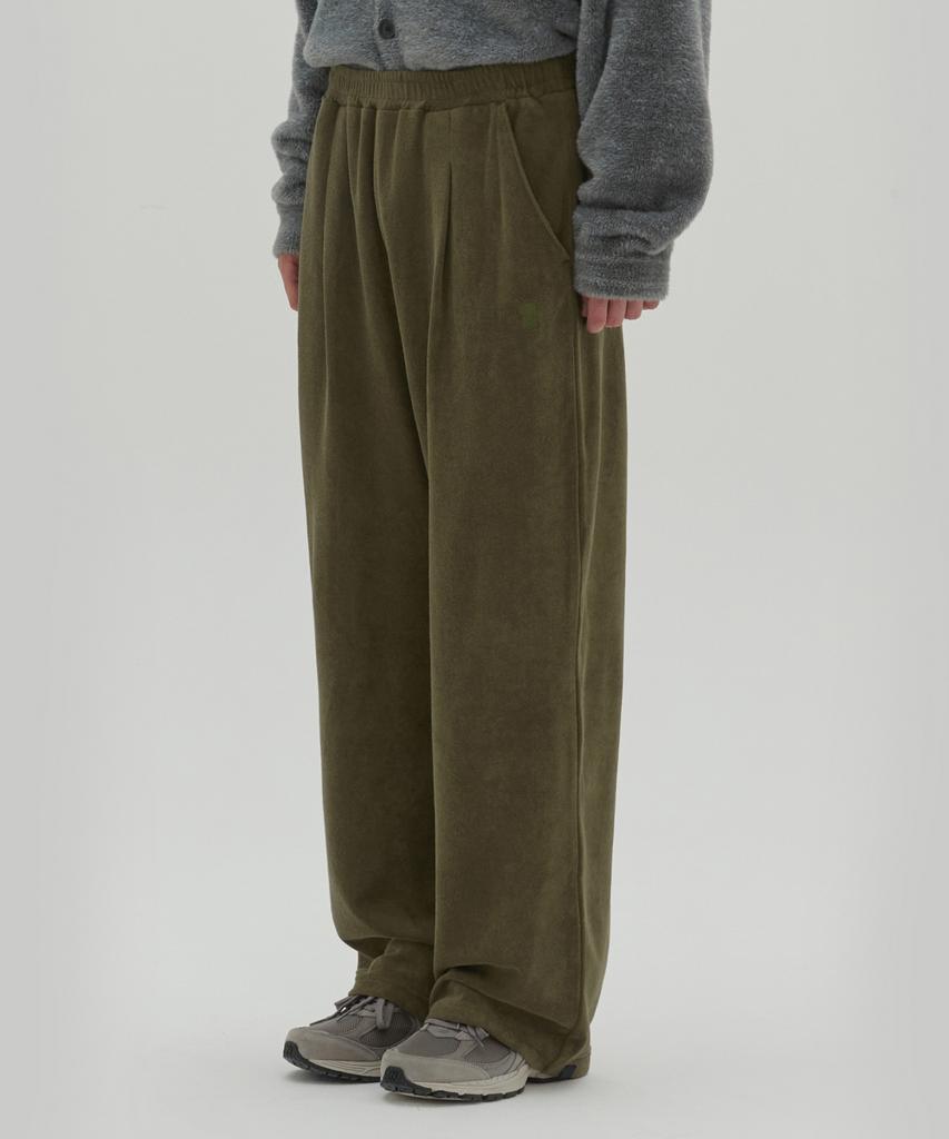 Sekeonmonollogeu Keyhole Wide Terry Elastic Waist Pants Green_Sept023Green