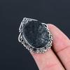 Oval Black Tourmaline Rough Gemstone Sterling Silver Wife Stackable Ring Size 6