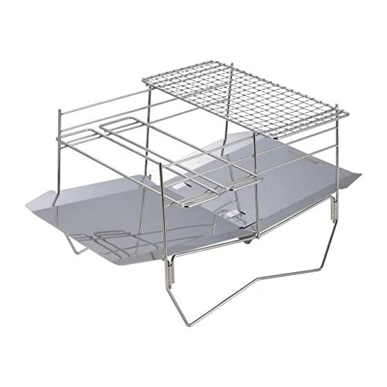 [Эксклюзив для Amazon.co.jp] Captain Stag (КАПИТАН ОЛЕНЬ) Огнестойкая подставка Solo Light Grill, Легкая, Компактная, Включает ветрозащитный экран, Нержавеющая сталь, Сумка для хранения