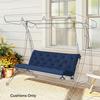 3 Seater Bench Cushion, Garden Chair Cushion with Back and Ties for Indoor and Outdoor Use, 98 X 150 Cm, Dark Blue