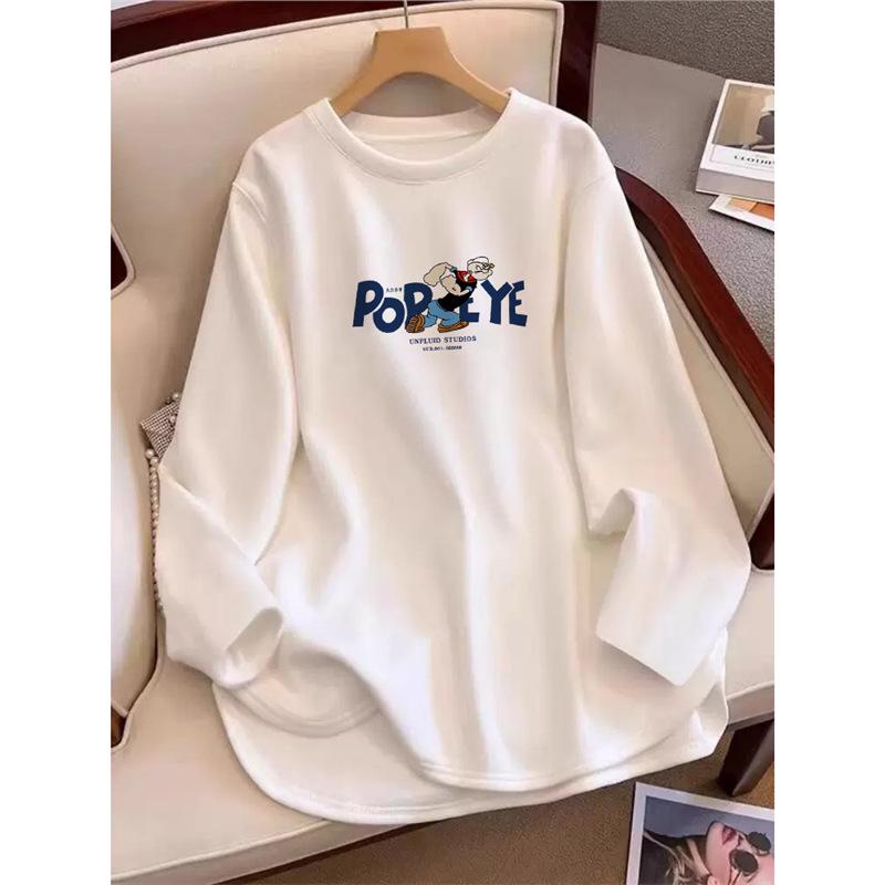 

Women s White Mid-Length Thickened Cotton Base Shirt with Shark Pants - Autumn/Winter Medium