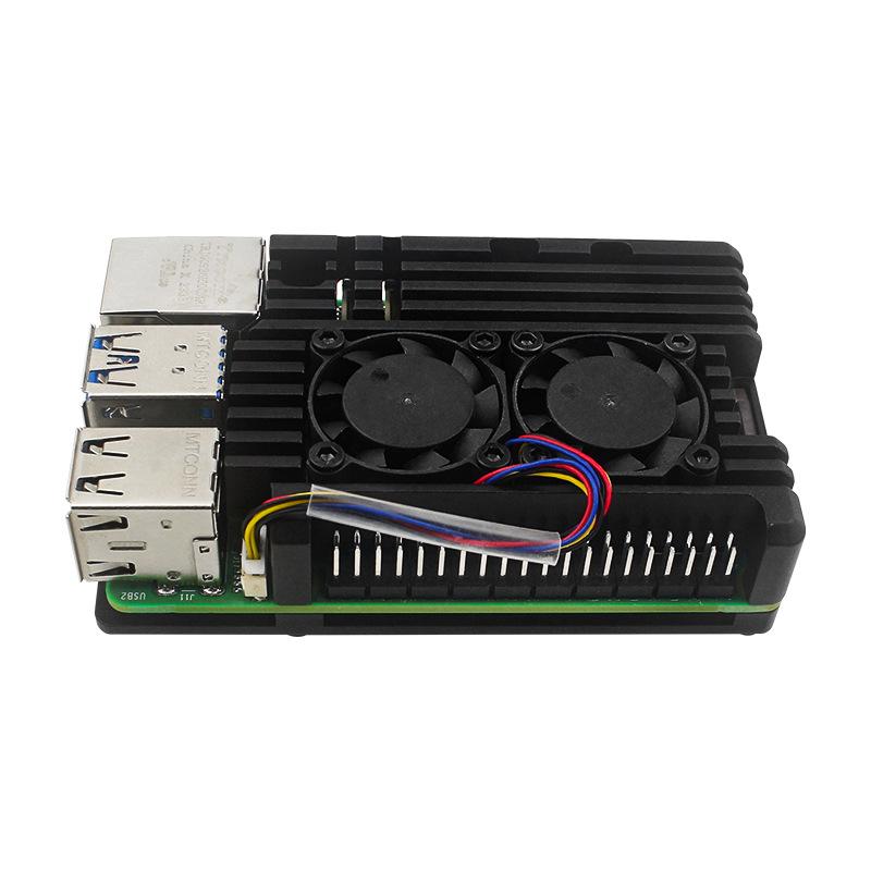Raspberry Pi 5B Dual Fan Aluminum Alloy Case with Passive Cooling