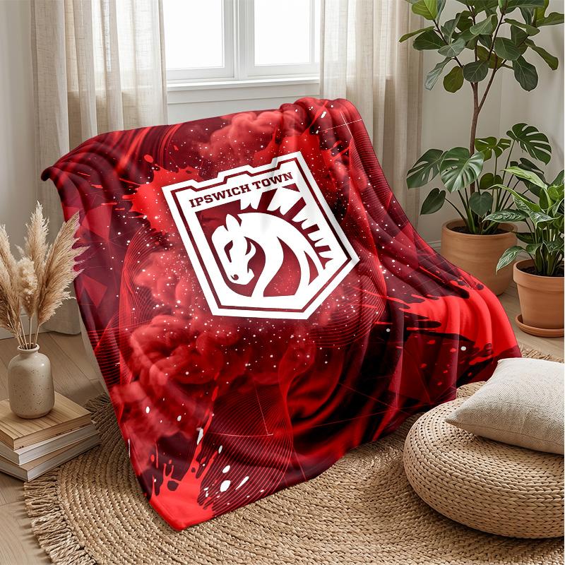 Ipswich Town Football Print Flannel Blanket, Soft Warm Lightweight Throw Blanket for Sofa Bed Camping