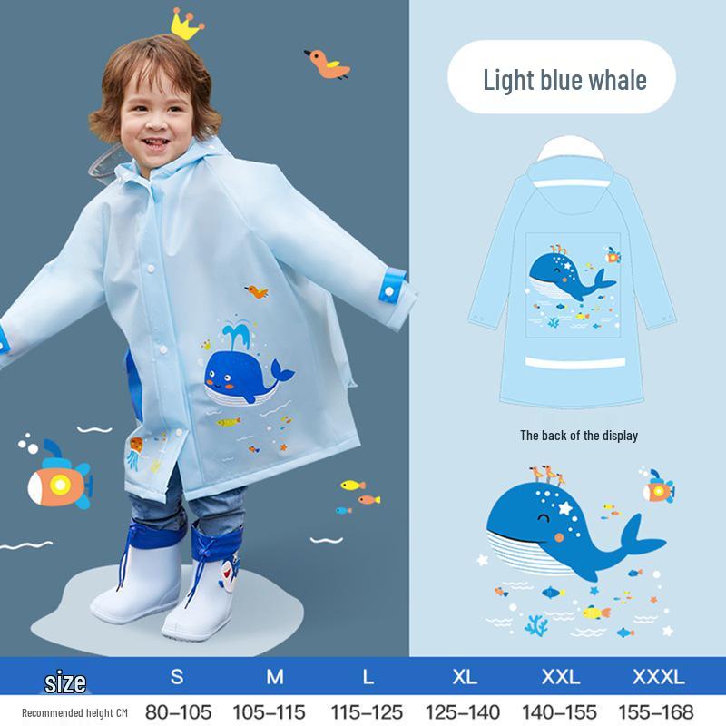 Cartoon Kinder Wasserdichtes Poncho mit Rucksackplatz - Verdickter Ganzkörper-Regenmantel für Grundschuljungen & -mädchen