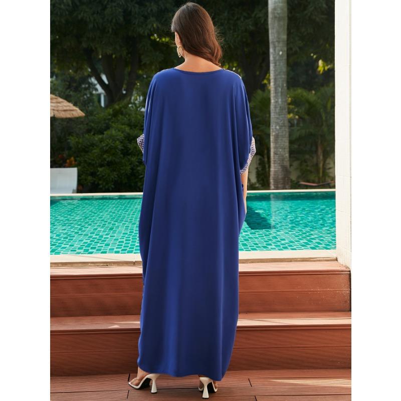 Women's Fashion Summer Spring 1/2 Sleeves V-Neck Loose Waistline Casual Dresses