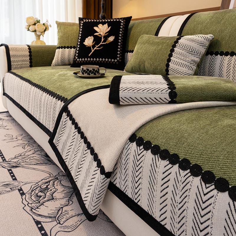 Premium Sense Medieval Sofa Cushion  New Four-Season Universal Chenille Seat Cushion Fixed Non-Slip Cover Cover Cloth