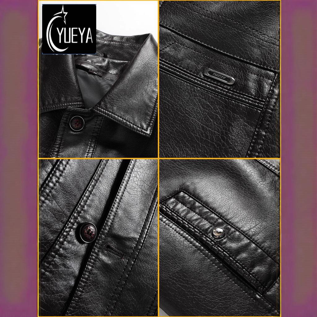 Men's Plus Velvet Thickened Leather-Fur Jacket - Dad Style, Loose Fit, Winter Coat