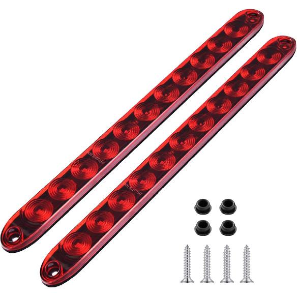 11 LED Red Trailer Brake Tail Light, 2 Pack 16” LED Bar Stop Turn Signal Tail Lights Waterproof Brake Strip Red Light For Marine Boats Golf Cart