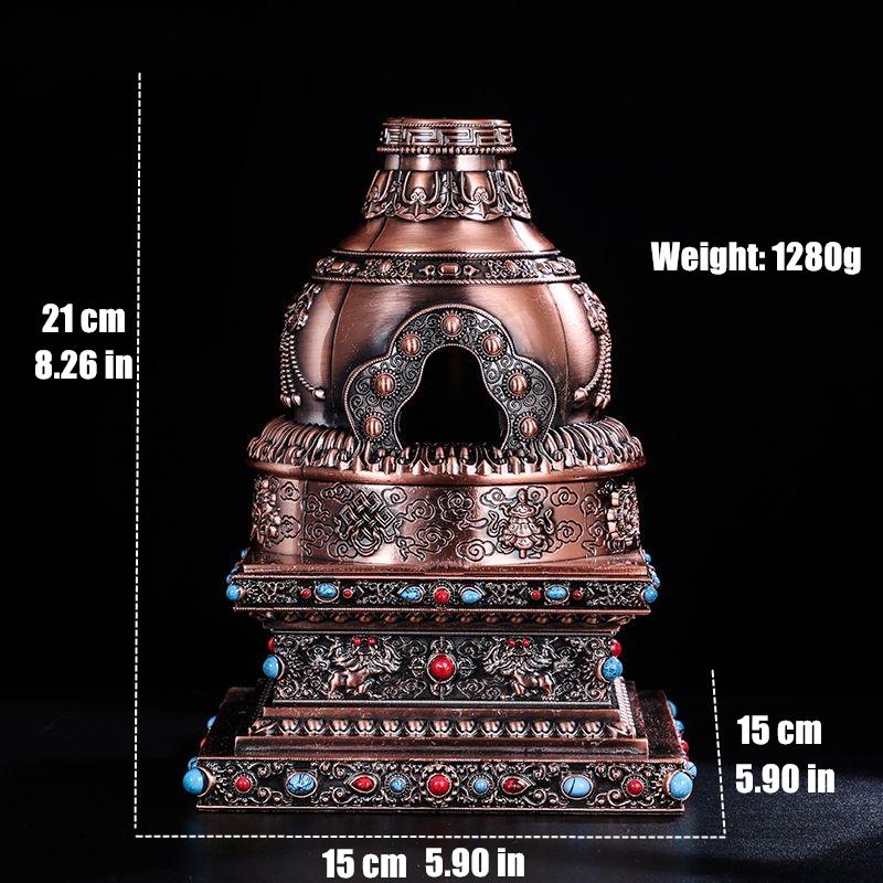 Bruciatore di Incenso Multifunzionale Lega Incisa Grande Dimensione Stupa Fornello per Aromaterapia Forno per Fumo da Meditazione Altari Decorativo