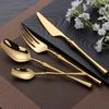 6/16/24Pcs Gold Tableware Stainless Steel 304 Cutlery Matte Dinner Set Western Knife Fork Spoon Mirror Elegant Flatware