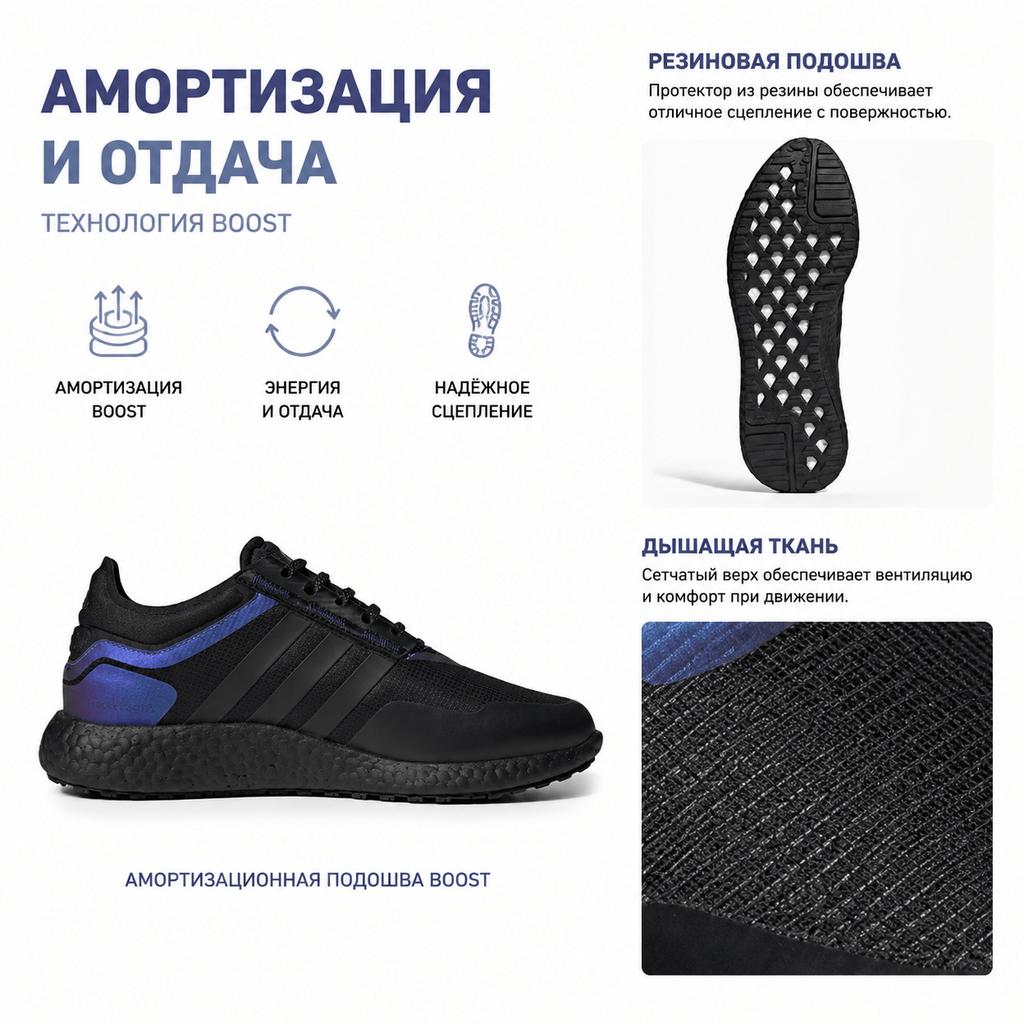 adidas Rocket Boost Comfortable Fabric Shock Absorption Slip Resistant Wear Resistant Lightweight Rebound Low Top Casual Running Shoes HQ7212