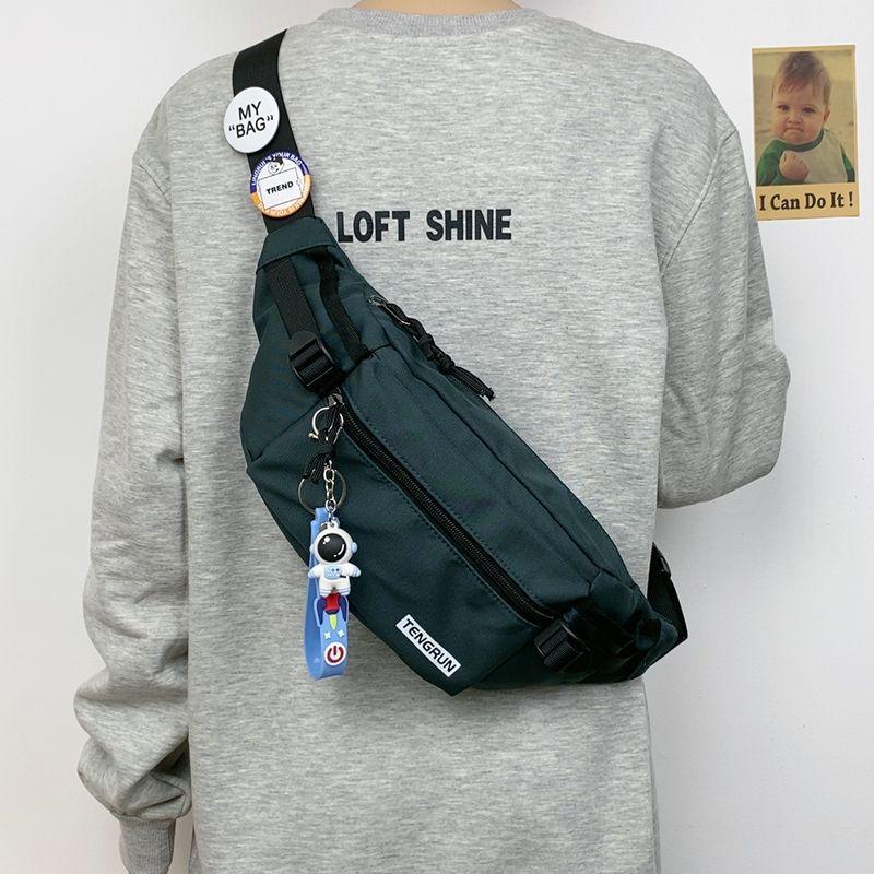 Casual Fanny Pack Japanese Simple Chest Bag Male Trend Personalized Couple Fanny Pack Sports Versatile Panda Pendant Breast Bag