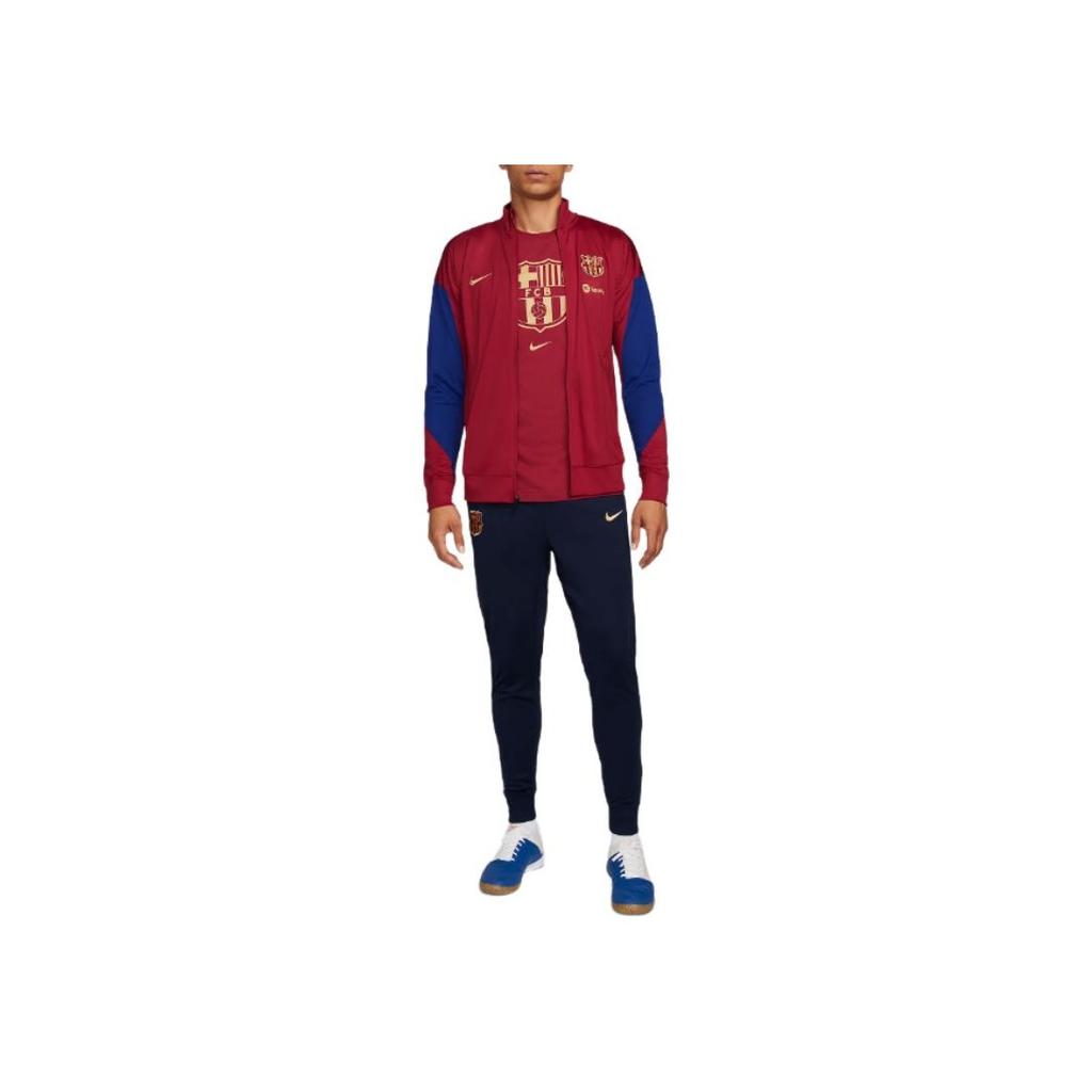 Nike FCDri-Fit Barcelona Strik Full Zip Stand Collar Long Sleeve Top Slim Fit Comfortable Casual Football Set Men Sets FJ5407-621
