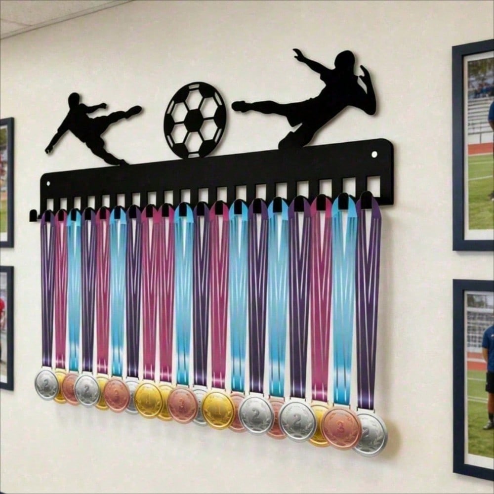 5-Hook Metal Medal Display Rack – 15.7x4.5 Inch Award Organizer for Sports, Athletes, Coaches