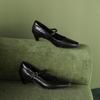 Krazing Pot Sheep Skin Summer Spring Autumn Winter Med Heels Women Round Toe Mary Janes Shallow Pumps