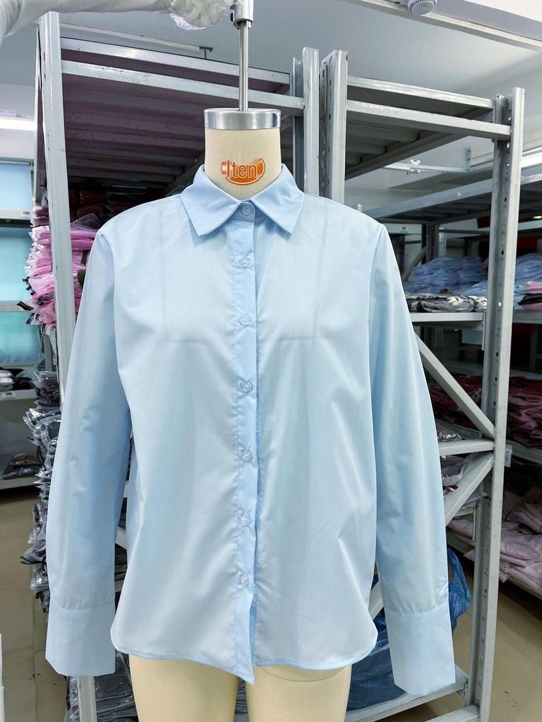 2026 Spring/Summer Women's Blue Long Sleeve Loose Cardigan Top