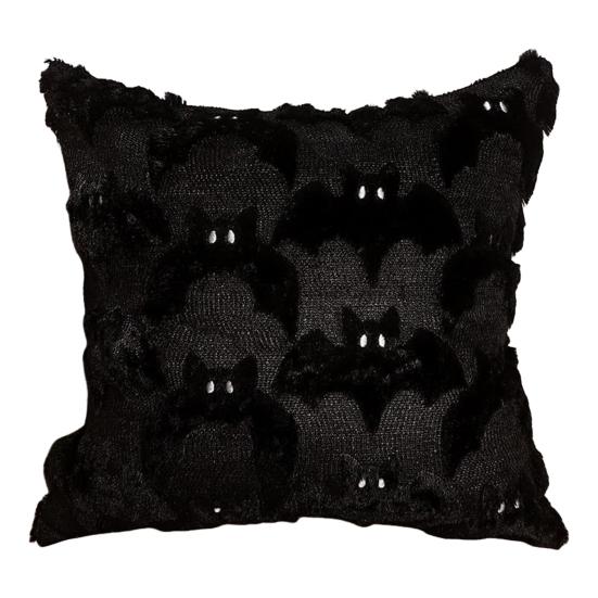 Halloween Pillow Cover 18"x18" Ghost Throw Pillow Cover Plush Bat Zippered Pillow Case for Home Living Room Bedroom Decoration