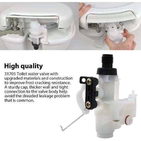 Toilet Water Valve Repair Kit 31687 Trailer Toilet Water Valve Assembly 31683 for Thetford RV Toilet Parts 31705