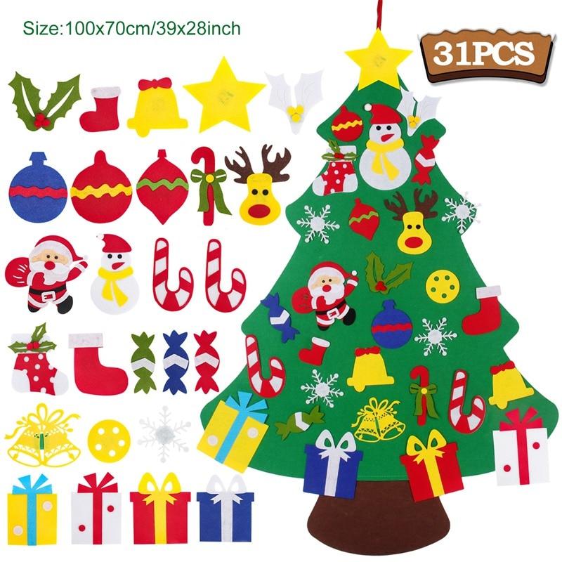 Kinder DIY Filz Weihnachtsbaum Frohe Weihnachten Dekorationen für Zuhause 2021 Weihnachtsschmuck Navidad 2022 Neujahr Geschenke Weihnachtsbaum