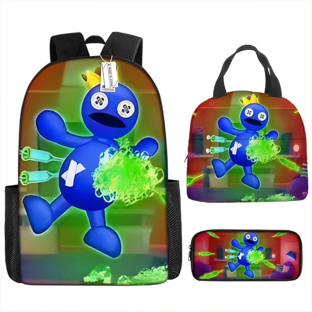 Rainbow Friends School Bag Rainbow Friends Backpack Three-piece Set for Elementary School Students Large Capacity Cartoon Computer Bag