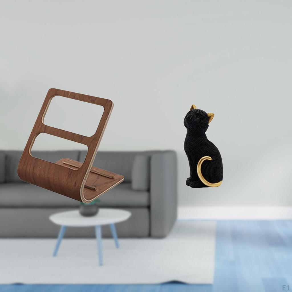 TV Remote Organizer Cat Statue Decorative Figurine Resin Collectible Desktop Storage Box Standing