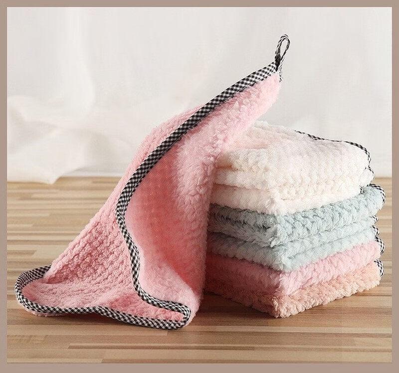 LIEI Absorbent Coral Fleece Kitchen Cleaning Cloth