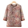 Summer Chinese Style Plus Size Top for Elderly Women - Loose Three-Quarter Sleeve Shirt