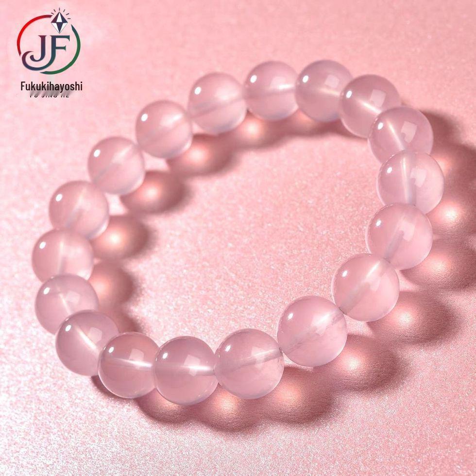 Natural Rose Quartz & Fluorite Sweet Girl Bracelet – Peach Blossom Beaded Design 6mm (approx. 30 beads)