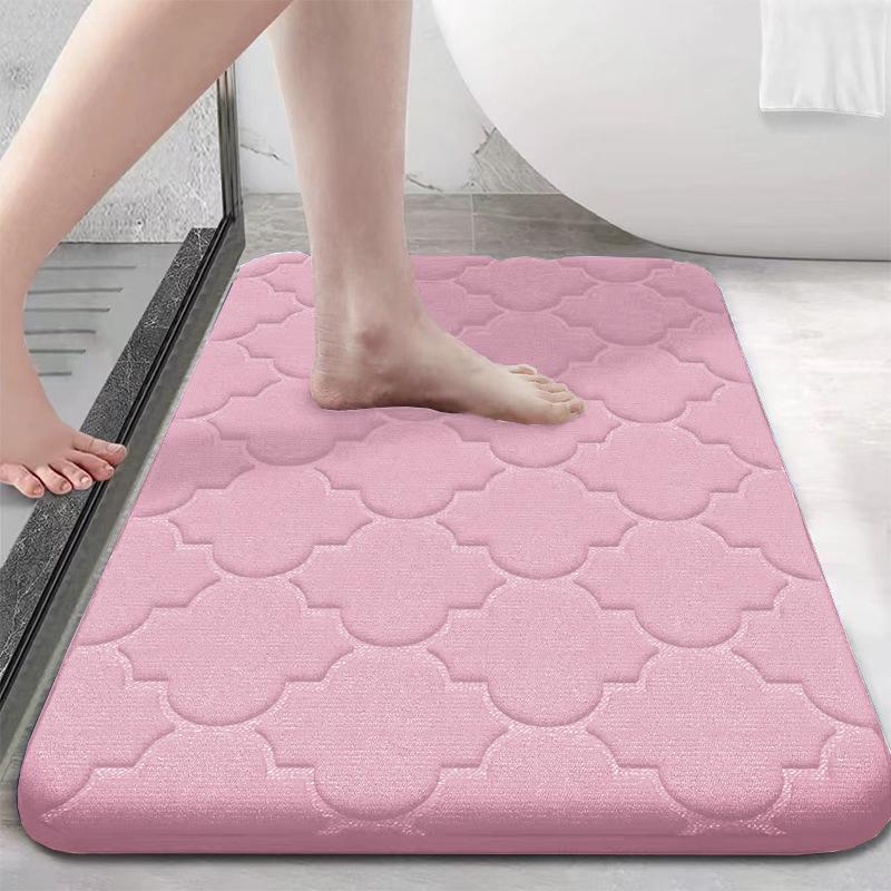 Thickened Non-slip Embossed Coral Fleece Bath Mat for Home