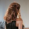 Hollow Out Lace Scarf Embroidery Solid Color Foulard Bandana Vintage Triangular Scarf for Women