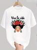 Lässiges Kurzarm-T-Shirt - Viva la Vida floral-geometrischer Print