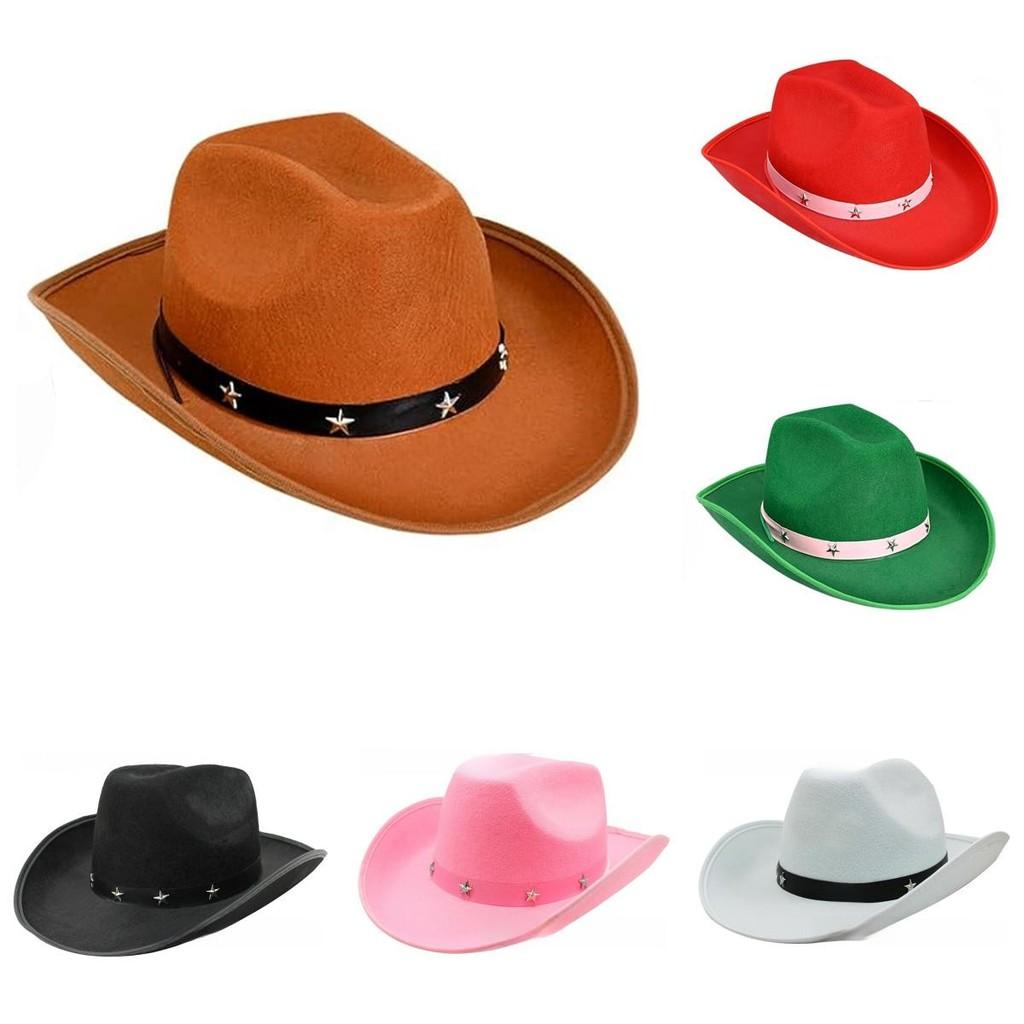 Cowboy Hat With Pink Star Rivets Costume Accessory For Parties