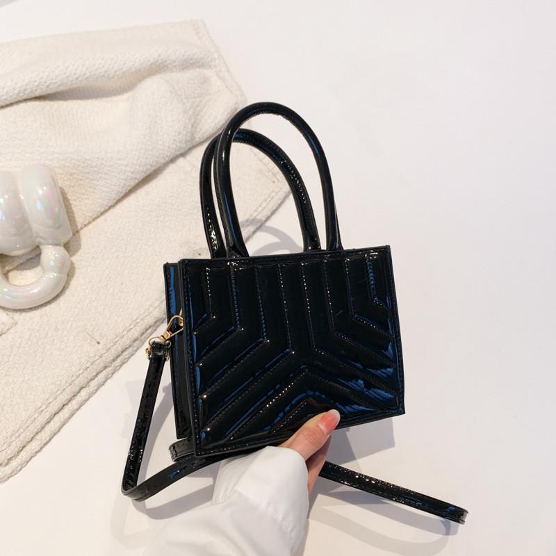 Fashionable And Simple Square Bag Street Style Pu Leather Medium-sized Handbag чёрный