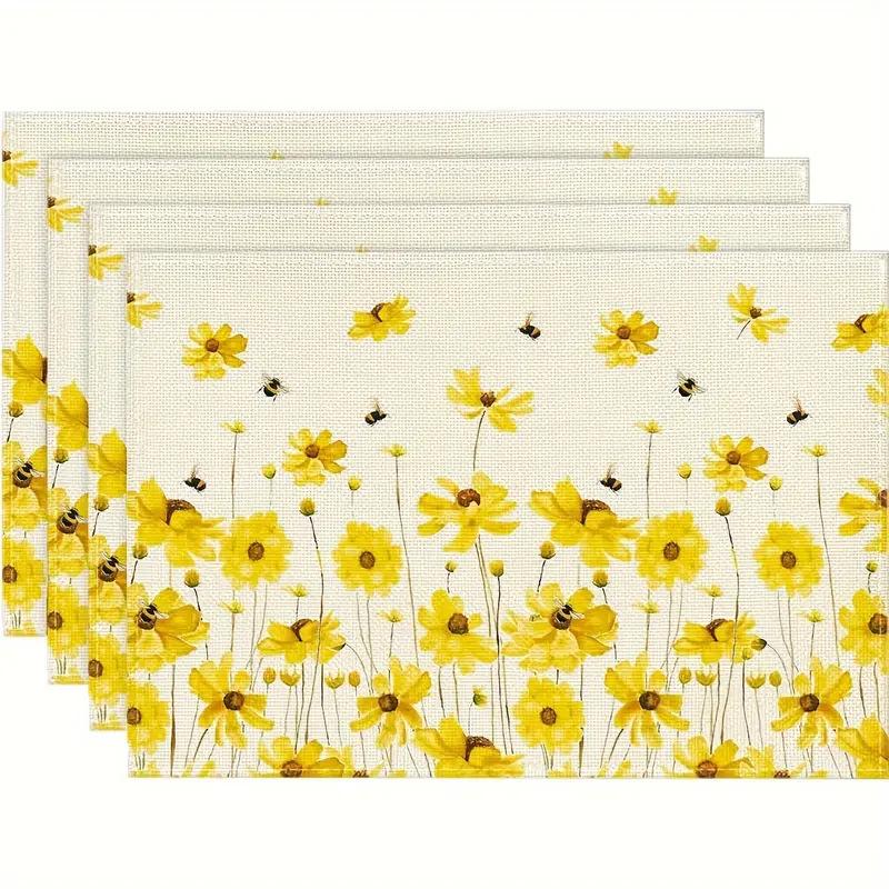 

4PCS Watercolor Hydrangea Butterfly Placemats,12x18 Inch Spring Summer Table Mats for Party Kitchen Dining Table Decoration 30x45cm-4pcs