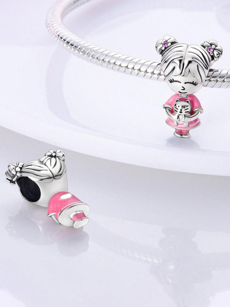 Charms Platacopper Colors Kind-Hearted Little Girl Beads Charm Pendant For Original Bracelet For Women Diy Jewelry Love Gift