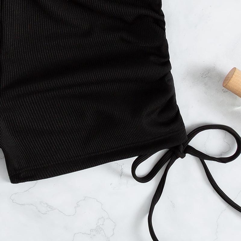 Bikini de sport uni à manches courtes lacé européen et américain 2024 pour femmes