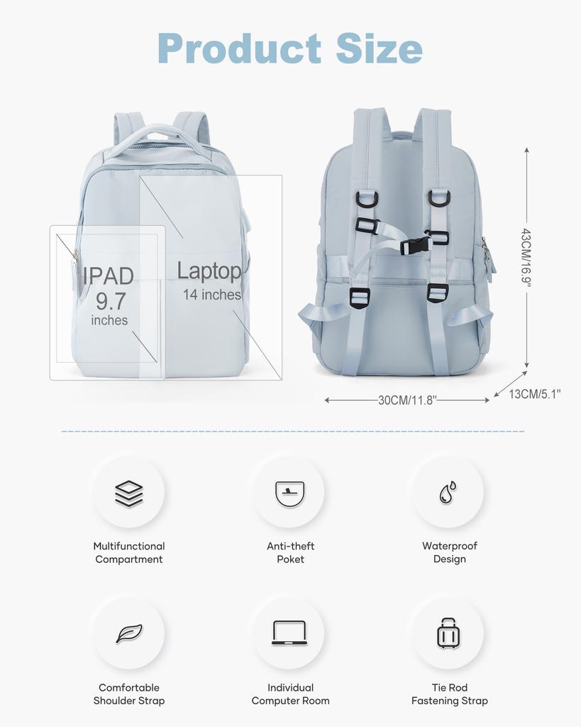 Black Laptop Backpack For Women Gym Backpack Casual Daypack Backpacks Travel Backpack For Traveling On Airplane Work Backpack