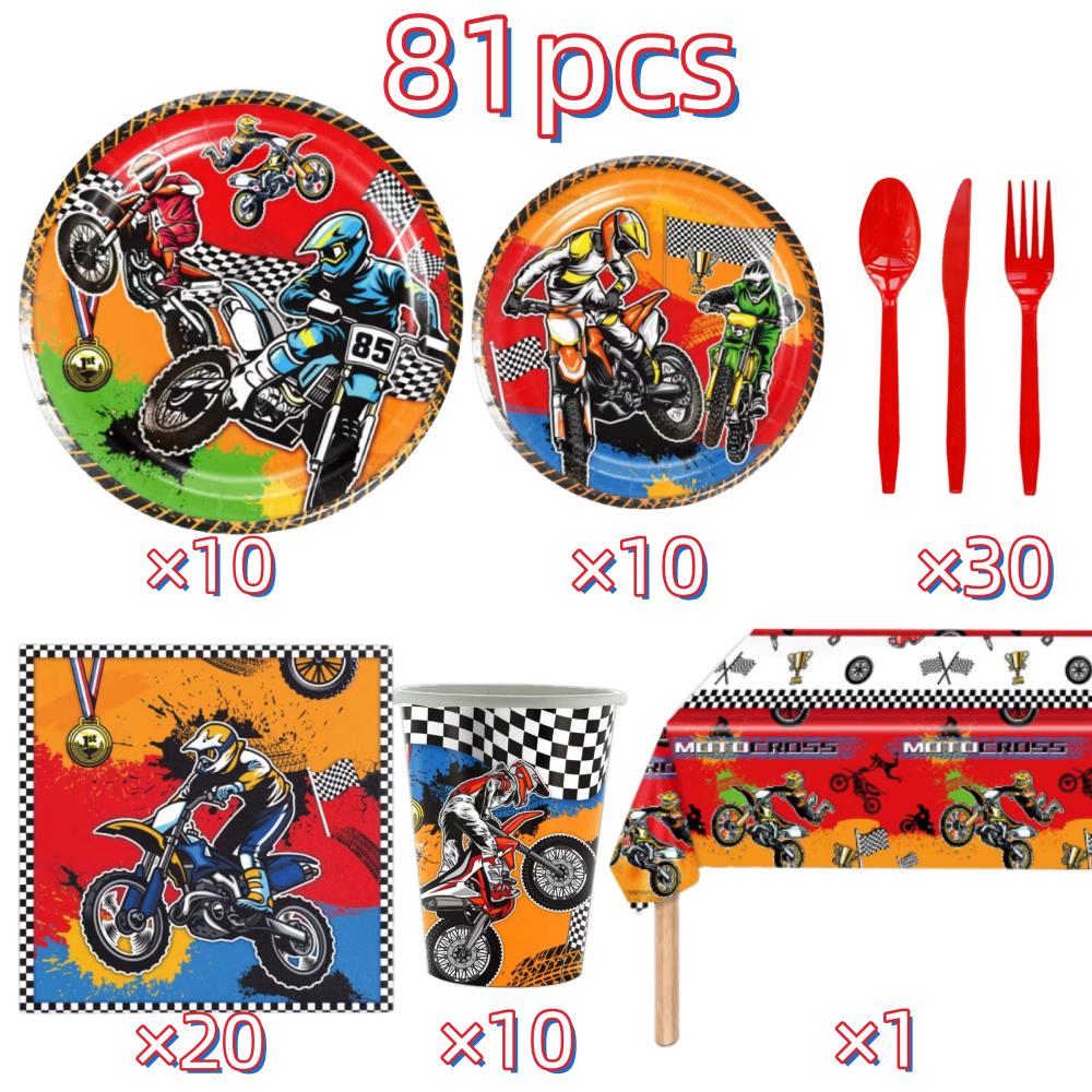 Motorcycle Birthday Party Decoration Motocross Race Tableware Cup Plate Balloon Tablecloth For Kids Boys Party Favors Gift